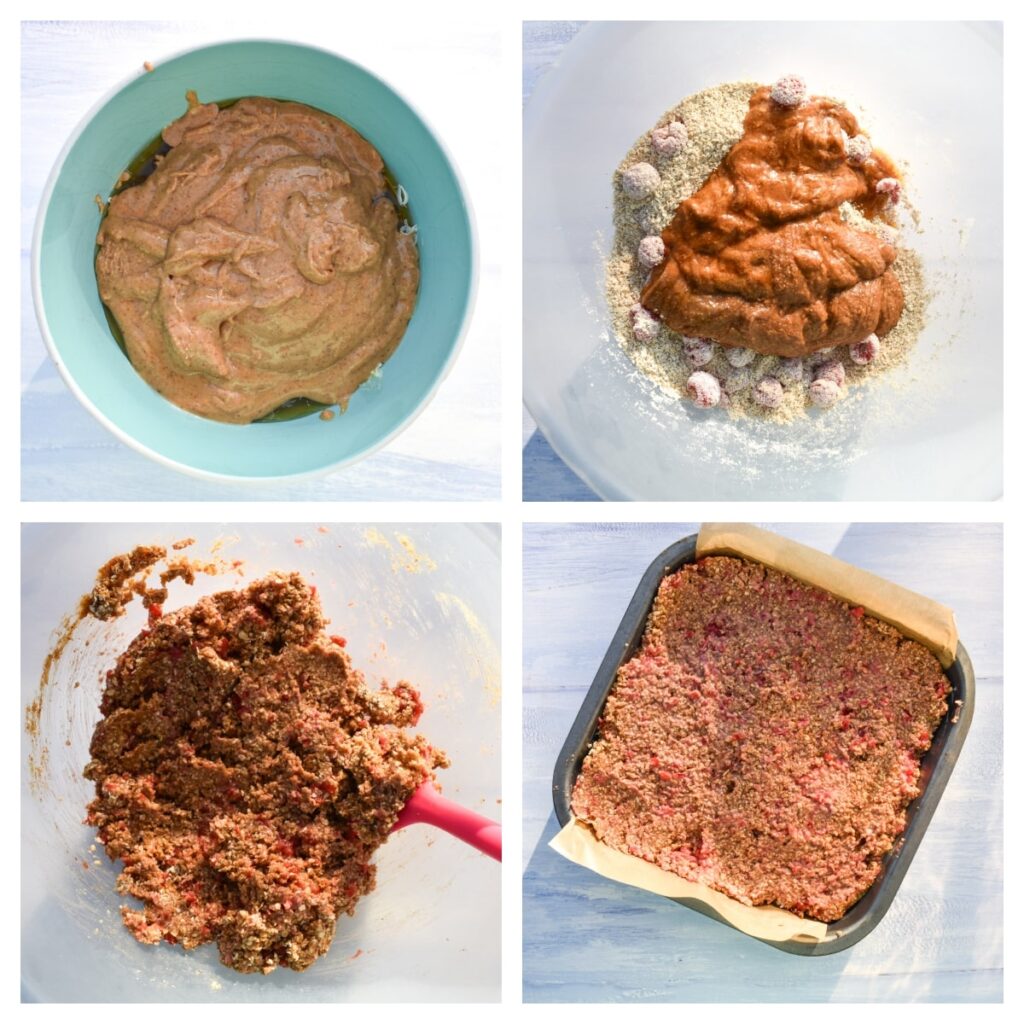 Making raspberry almond bars - step 3.