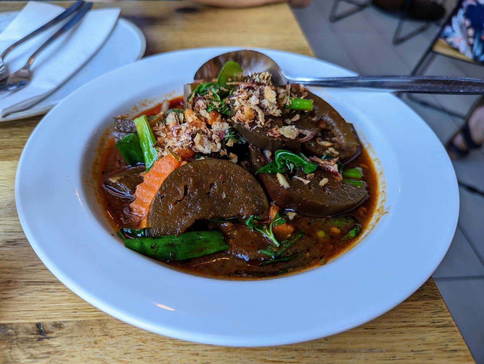 Eggplant Stir Fry with Long Beans and Thai Basil